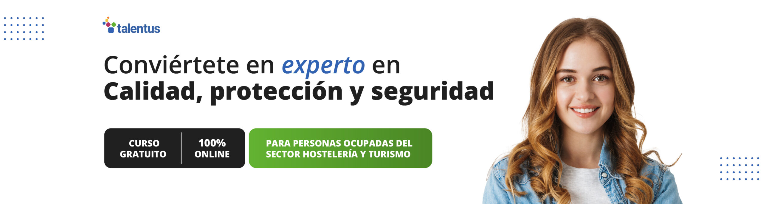 chica joven con información sobre curso gratuito sepe de calidad, protección y seguridad