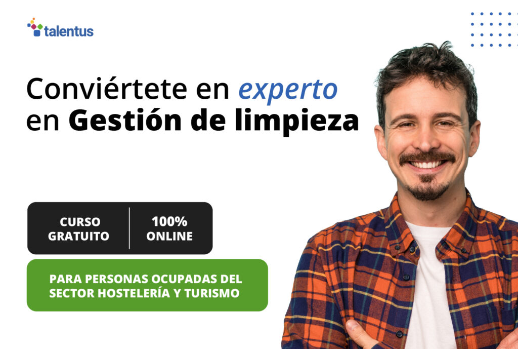 frases con información sobre curso de gestión de limpieza que es gratuito, online y con diploma oficial del SEPE