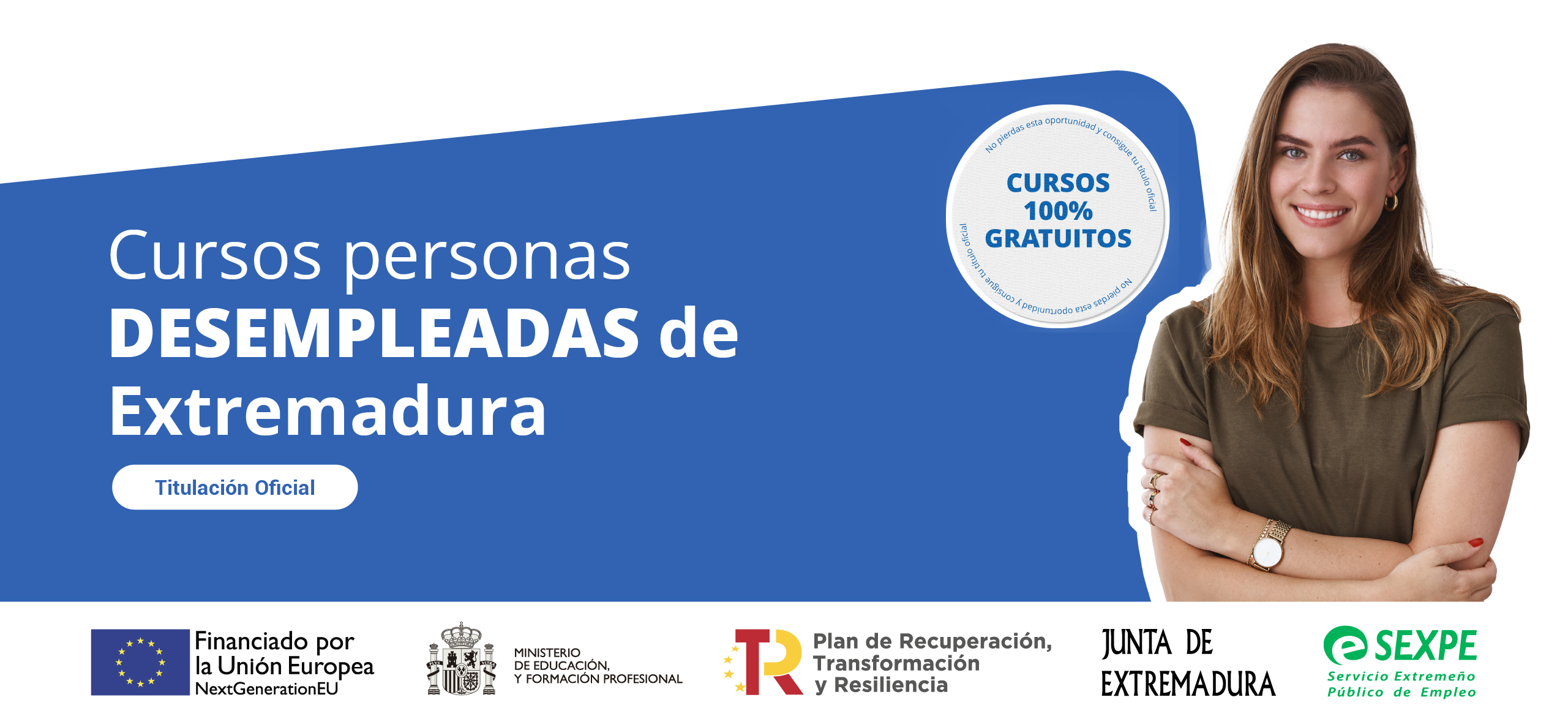 Convocatoria de Extremadura 2025 Reskilling y Upskilling para personas desempleadas como la chica que aparece