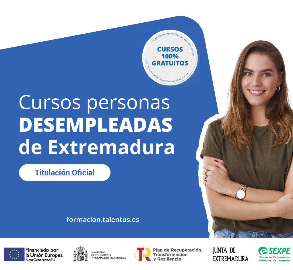 Convocatoria de Extremadura 2025 Reskilling y Upskilling para personas desempleadas como la chica que aparece