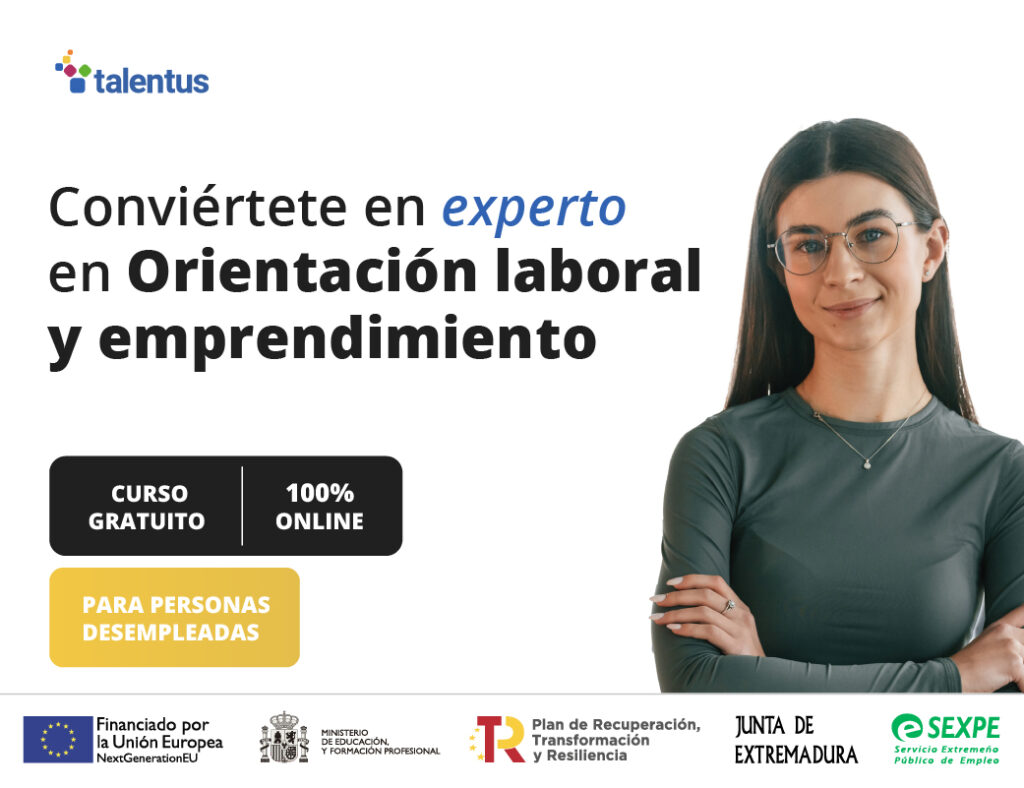 Chica sonriendo por conseguir diploma oficial SEPE con el curso gratuito y online de Orientación laboral y emprendimiento