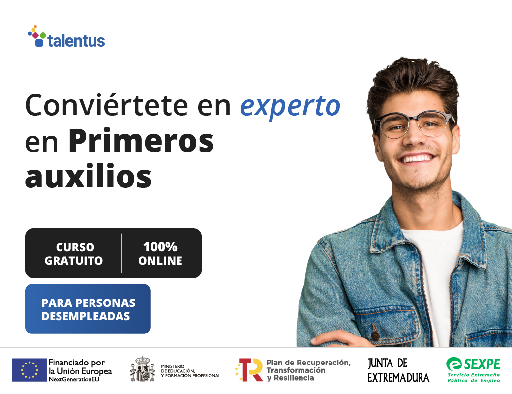 Conviértete en experto en Primeros auxilios con el curso gratuito de la convocatoria de Extremadura. Con titulación oficial SEPE