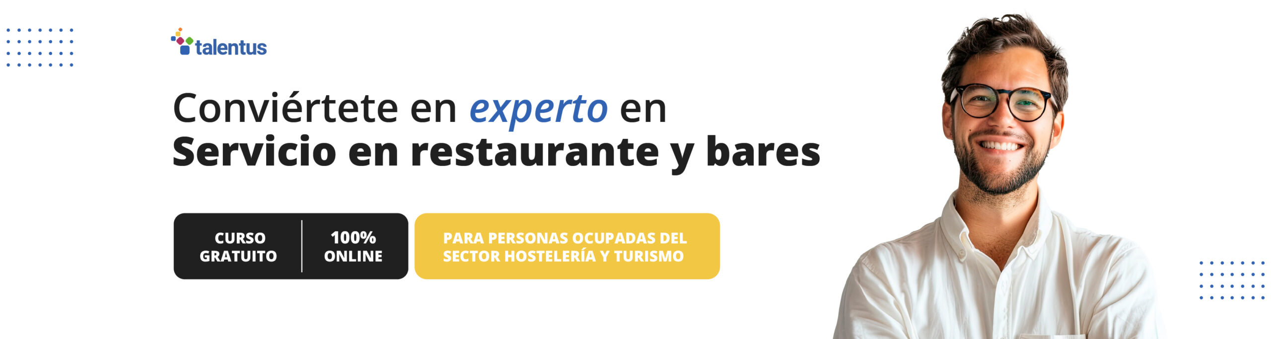 Persona presentando un curso de Servicio en restaurante y bares