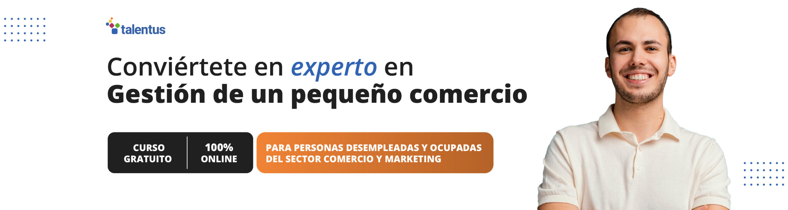 Carteles con información sobre curso gratuito y del sepe de gestión del pequeño comercio