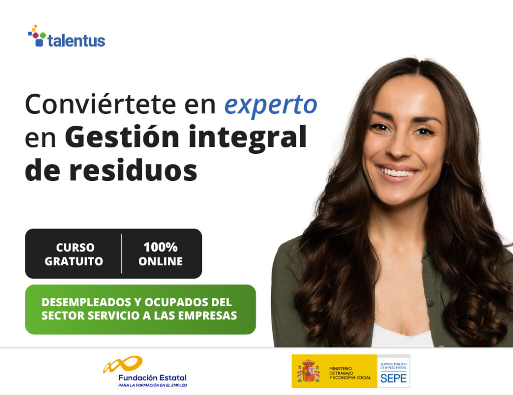 comunicación sobre curso gestión integral de residuos gratuito y del SEPE