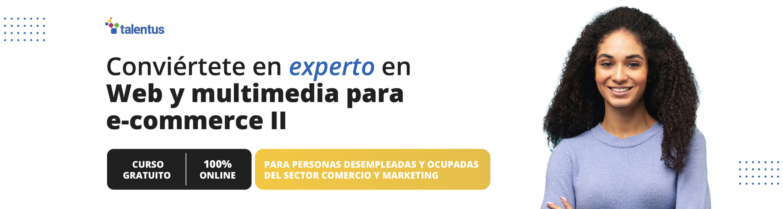 mujer informando sobre curso del SEPE experto en web